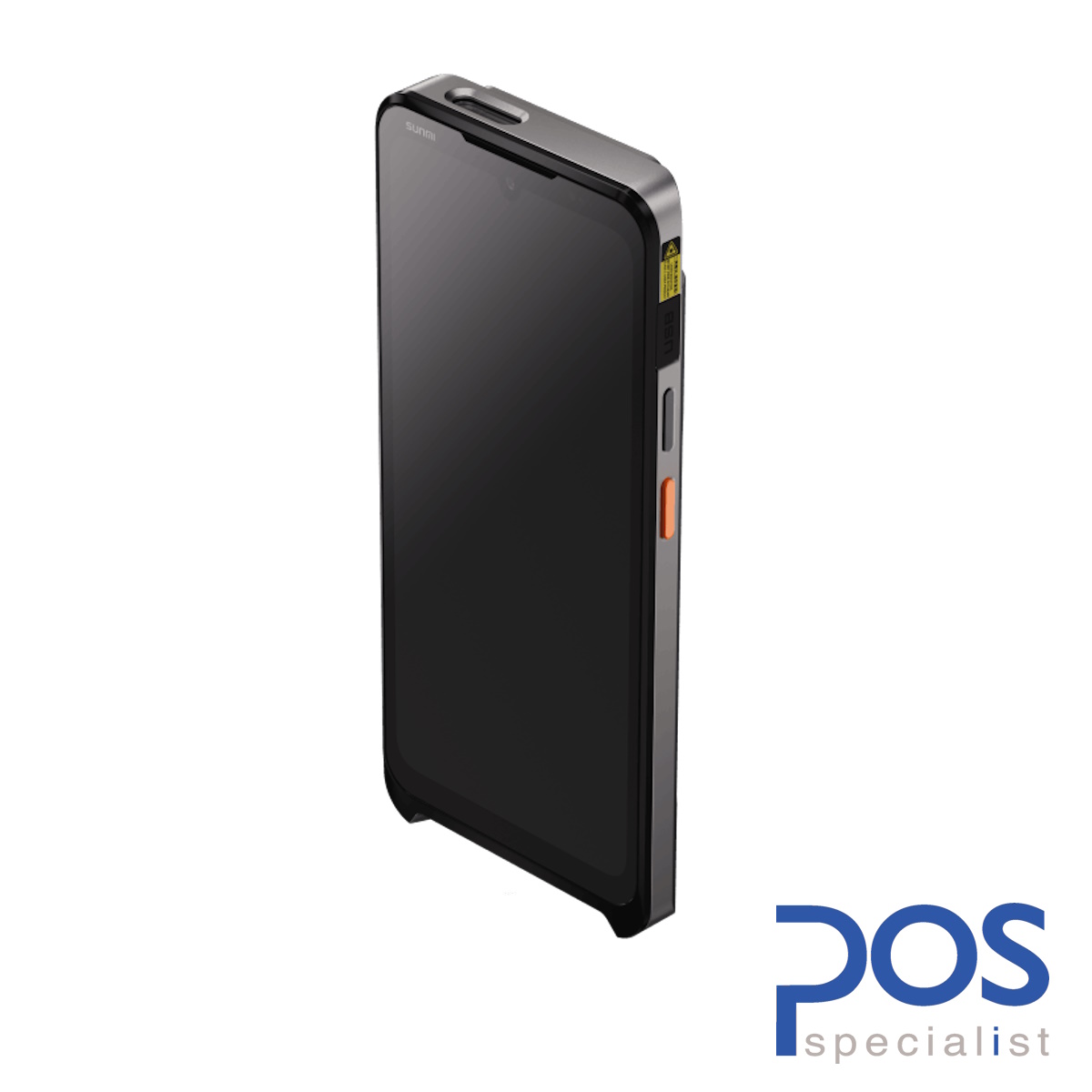 De Sunmi P3 Air, een handheld kassaterminal ter grootte van een telefoon, met aanraakscherm en ingebouwde betaalfunctie.
